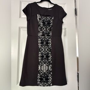 SD Collection Black Dress with White Lace Detail